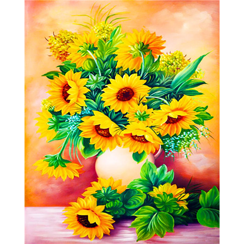 Adult Digital Oil Painting Of Flowers And Butterflies In Vases