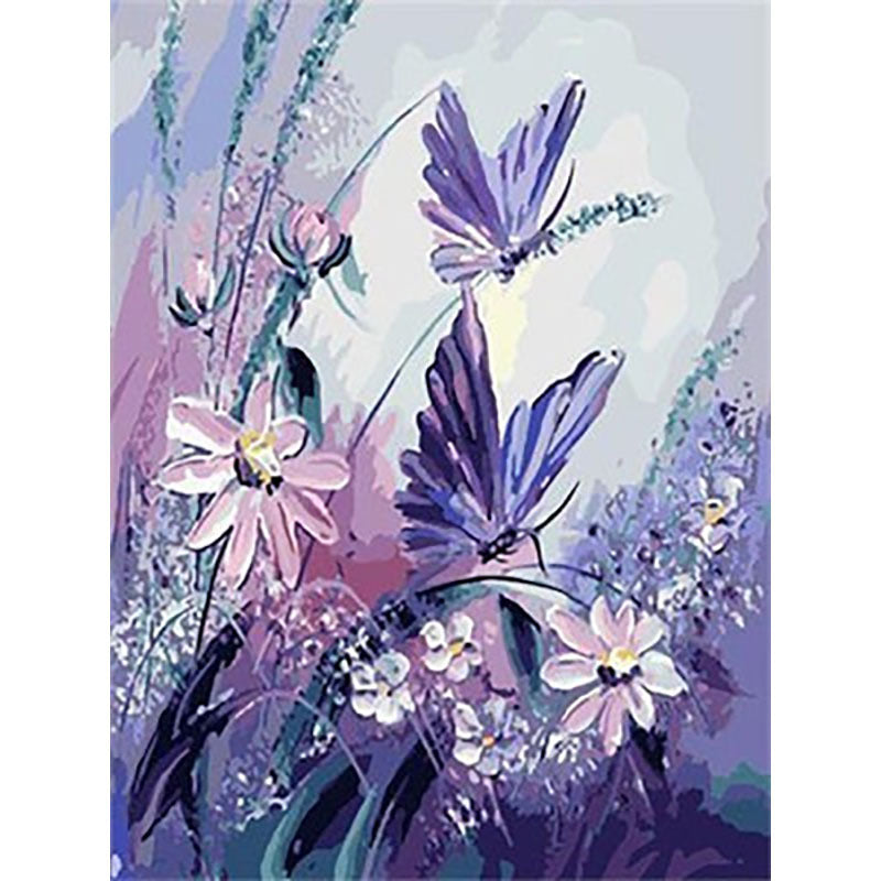 Adult Digital Oil Painting Of Flowers And Butterflies In Vases